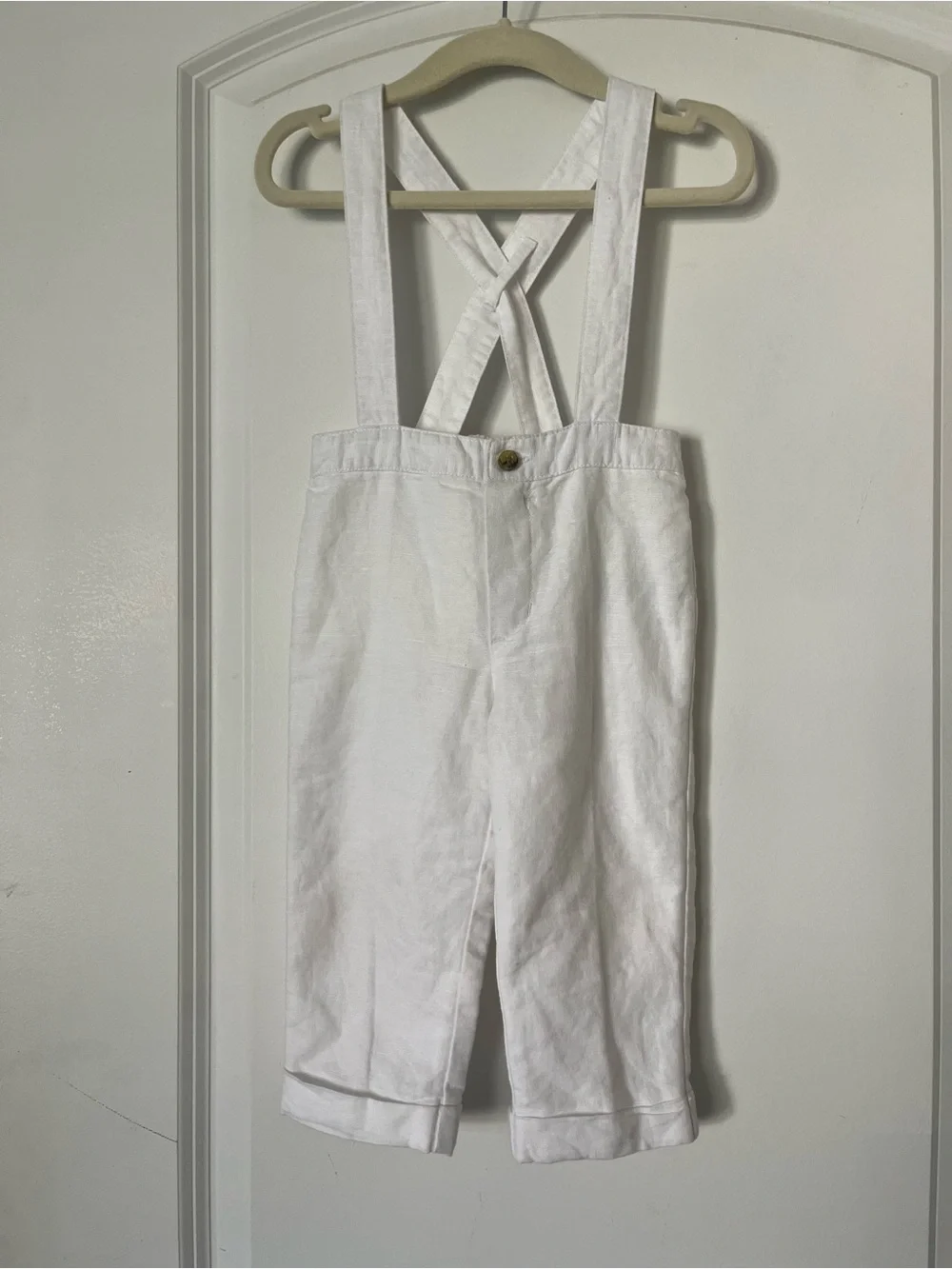 Janie and Jack linen overall suspenders sz 12-18 months
